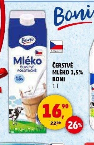 Čerstvé mléko 1,5% Boni