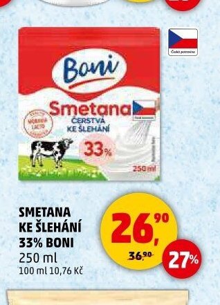 Smetana ke šlehání 33% Boni