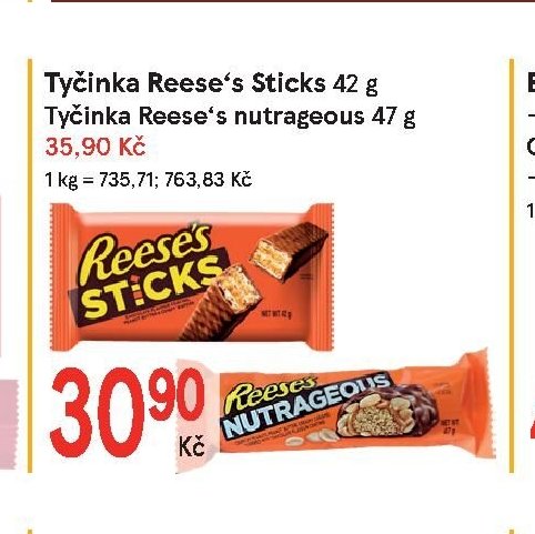Tyčinka Reese's Sticks 42 g, Tyčinka Reese's nutrageous 47 g