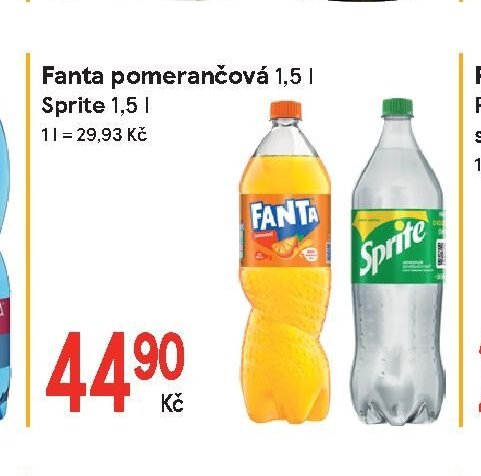 Fanta pomerančová 1,5 l, Sprite 1,5 l