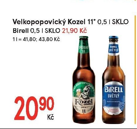 Velkopopovický Kozel 11° 0,5 l, Birell 0,5 l