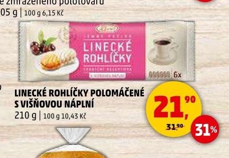 LINECKÉ ROHLÍČKY POLOMÁČENÉ S VIŠŇOVOU NÁPLNÍ