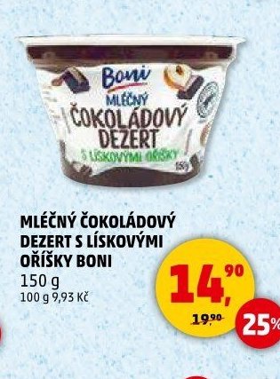 MLÉČNÝ ČOKOLÁDOVÝ DEZERT S LÍSKOVÝMI OŘÍŠKY BONI