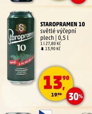 Staropramen 10 světlé výčepní plech 0,5 l