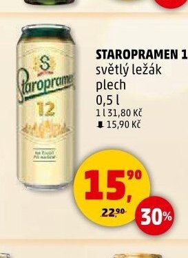 Staropramen 12 světlý ležák plech 0,5 l