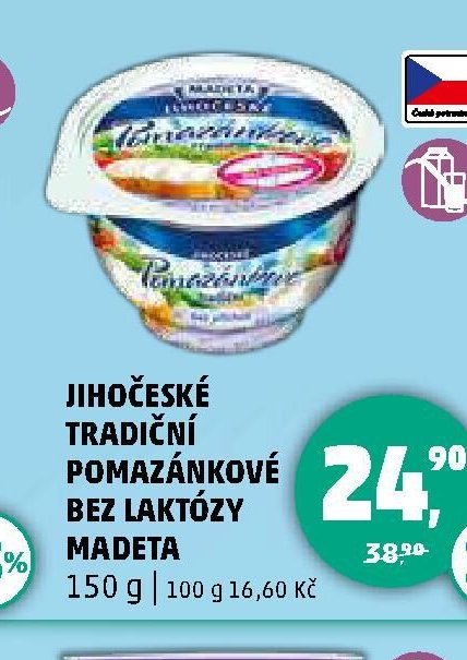 JIHOČESKÉ TRADIČNÍ POMAZÁNKOVÉ BEZ LAKTÓZY MADETA