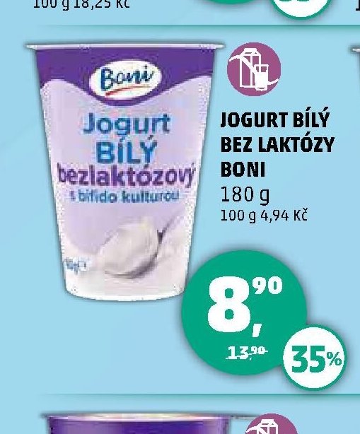 JOGURT BÍLÝ BEZ LAKTÓZY BONI