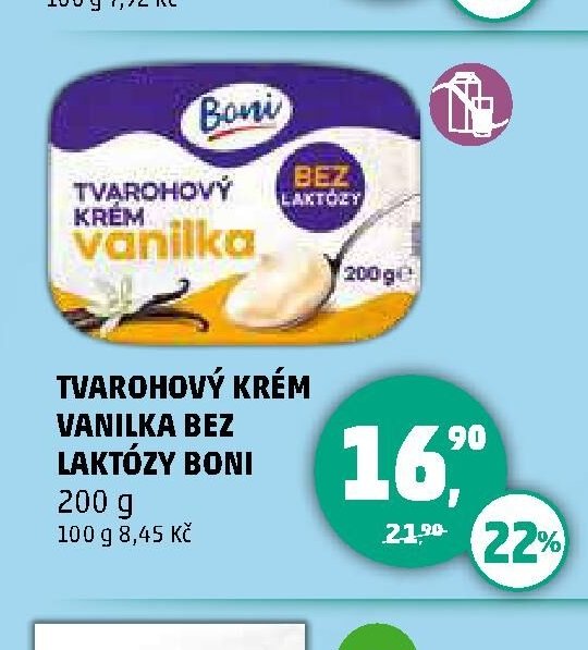 TVAROHOVÝ KRÉM VANILKA BEZ LAKTÓZY BONI