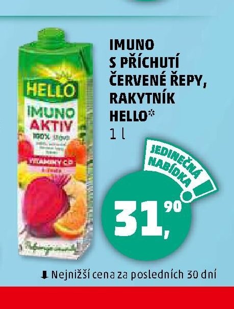 IMUNO S PŘÍCHUTÍ ČERVENÉ ŘEPY, RAKYTNÍK HELLO