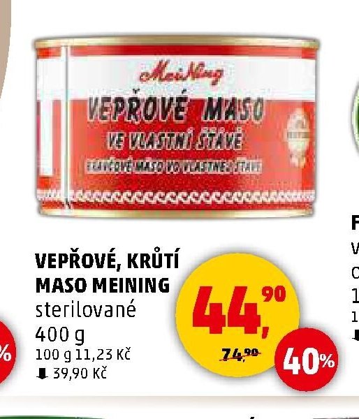 VEPŘOVÉ, KRŮTÍ MASO MEINING sterilované 400 g