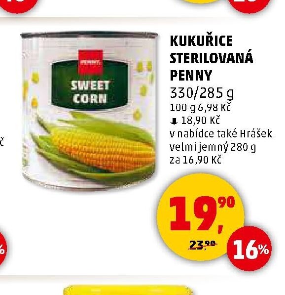 KUKUŘICE STERILOVANÁ PENNY 330/285 g