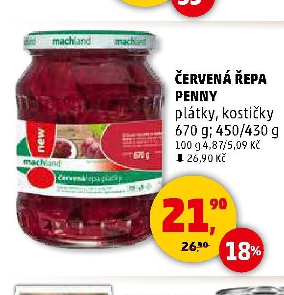 ČERVENÁ ŘEPA PENNY plátky, kostičky 670 g; 450/430 g