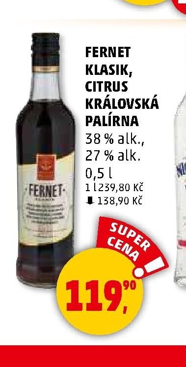 FERNET KLASIK, CITRUS KRÁLOVSKÁ PALÍRNA