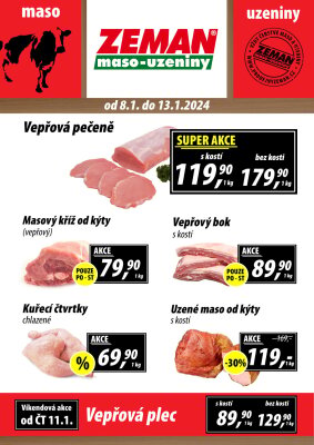 aktuální leták ZEMAN maso - uzeniny 8.1.2024-13.1.2024