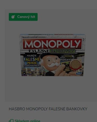 HASBRO MONOPOLY FALEŠNÉ BANKOVKY