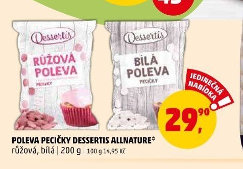 Poleva pecičky Desserts Allnature (růžová, bílá)