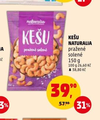 KEŠU NATURALIA pražené solené
