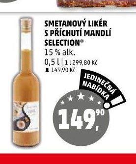 Smetanový likér s příchutí mandlí Selection