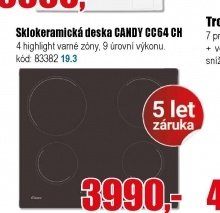 Sklokeramická deska CANDY CC64 CH