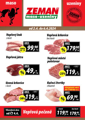 aktuální leták ZEMAN maso - uzeniny 2.4.2024-6.4.2024