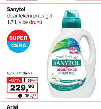 Sanytol dezinfekční prací gel, 1,7 l
