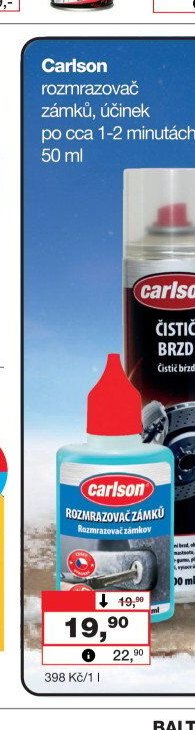 Carlson rozmrazovač zámků, účinek po cca 1-2 minutách, 50 ml