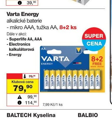 Varta Energy alkalické baterie