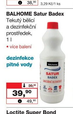 BALHOME Satur Badex Tekutý bělící a dezinfekční prostředek, 1 l
