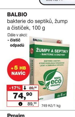 BALBIO bakterie do septiků, žump a čističek, 100 g