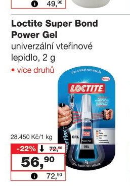 Loctite Super Bond Power Gel univerzální vteřinové lepidlo, 2 g