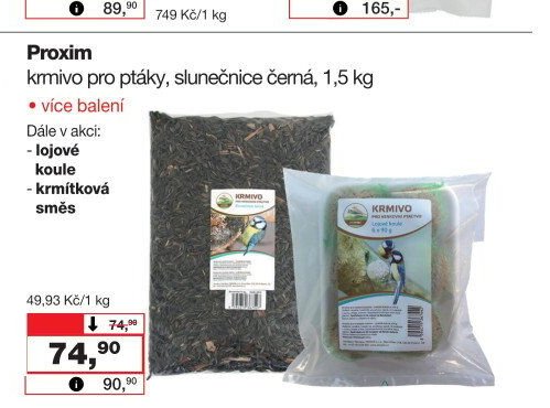 Proxim krmivo pro ptáky, slunečnice černá, 1,5 kg