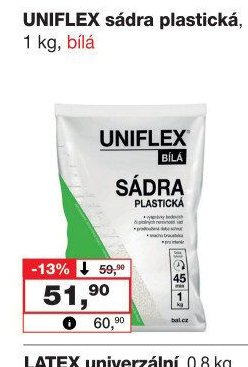 UNIFLEX sádra plastická, 1 kg, bílá