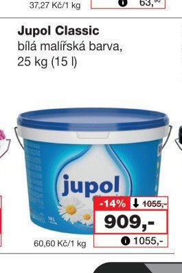 Jupol Classic bílá malířská barva, 25 kg (15 l)
