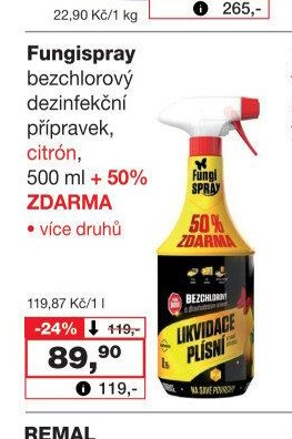 Fungispray bezchlorový dezinfekční přípravek, 500 ml
