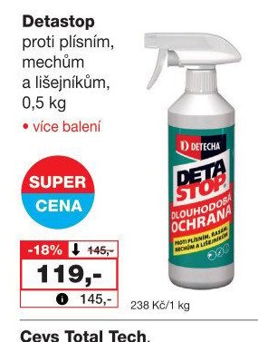 Detastop proti plísním, mechům a lišejníkům, 0,5 kg