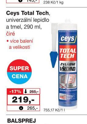 Ceys Total Tech, univerzální lepidlo a tmel, 290 ml