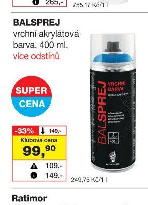 BALSPREJ vrchní akrylátová barva, 400 ml