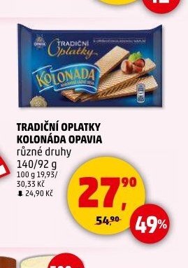 TRADIČNÍ OPLATKY KOLONÁDA OPAVIA různé druhy