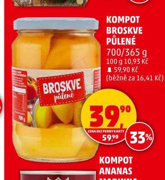 KOMPOT BROSKVE PŮLENÉ 700/365 g