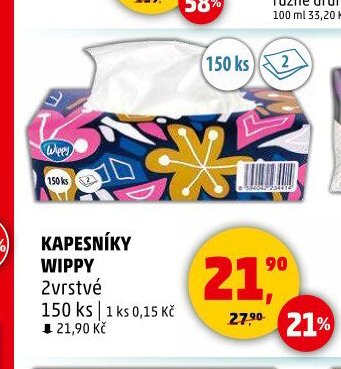 KAPESNÍKY WIPPY 2vrstvé 150 ks