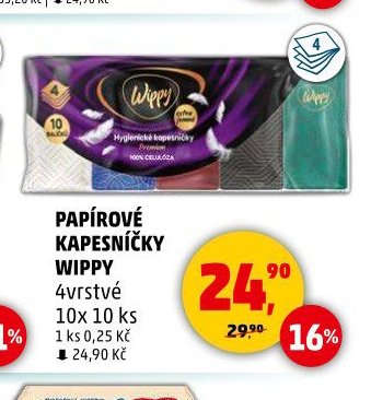 PAPÍROVÉ KAPESNÍČKY WIPPY 4vrstvé 10x 10 ks