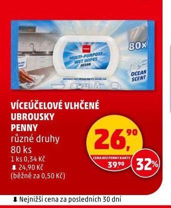 VÍCEÚČELOVÉ VLHČENÉ UBROUSKY PENNY 80 ks
