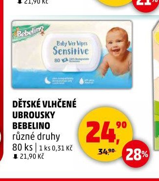DĚTSKÉ VLHČENÉ UBROUSKY BEBELINO 80 ks