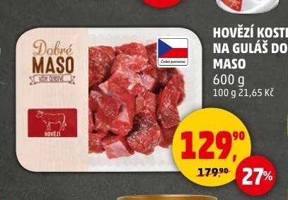 HOVĚZÍ KOSTKY NA GULÁŠ DOBRÉ MASO 600 g