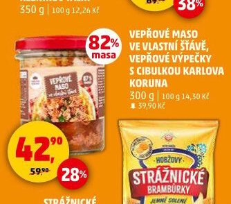Vepřové maso ve vlastní šťávě / vepřové výpečky s cibulkou Karlova Koruna 300 g
