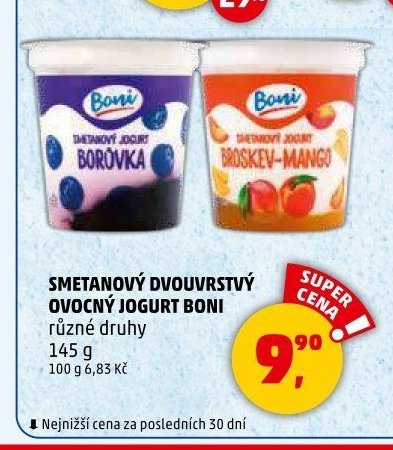 SMETANOVÝ DVOUVRSTVÝ OVOCNÝ JOGURT BONI