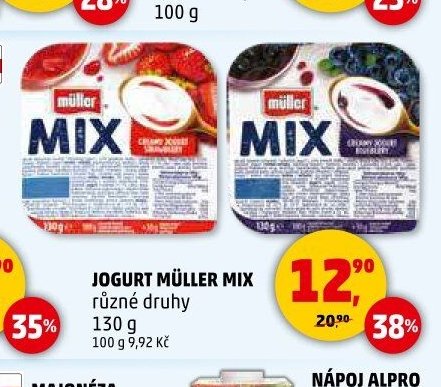 JOGURT MÜLLER MIX různé druhy 130 g