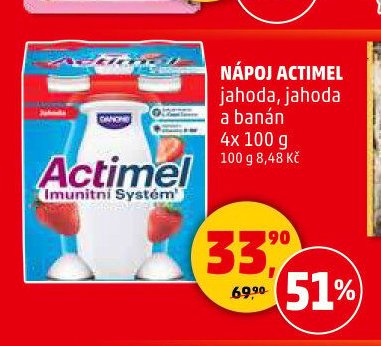 NÁPOJ ACTIMEL jahoda, jahoda a banán