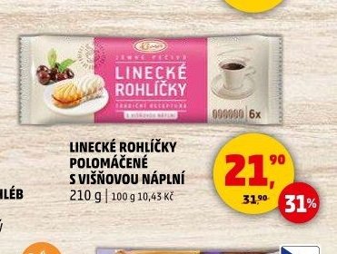 LINECKÉ ROHLÍČKY POLOMÁČENÉ S VIŠŇOVOU NÁPLNÍ