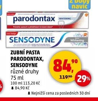 ZUBNÍ PASTA PARODONTAX, SENSODYNE různé druhy 75 ml